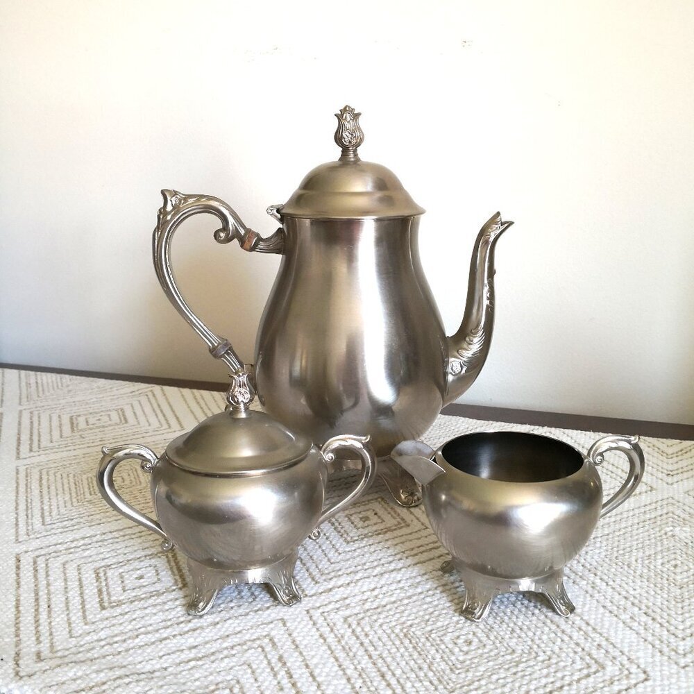 Vintage F. B. Rogers Silver Co. Coffee/Tea Set W/Creamer & Sugar